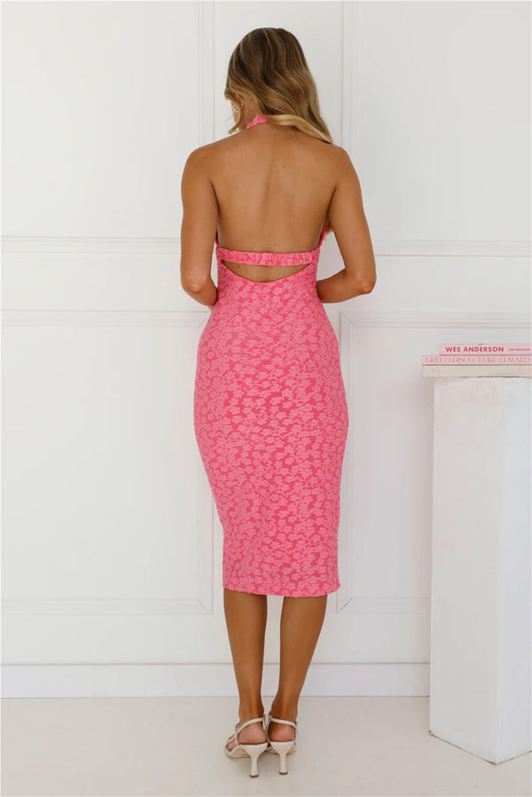 Sassy Socialite Halter Midi Dress