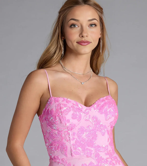 Mermaid Sequin Formal Dress Pink