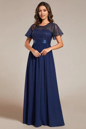 Evening gowns, women's court gowns and luxury sequined Maxi dresses Blue