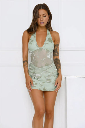 Desert Mirage Halter Mini Dress