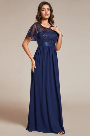 Evening gowns, women's court gowns and luxury sequined Maxi dresses Blue