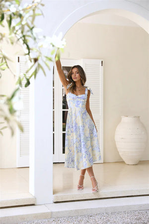 Tropical Mood Midi Dress Print Blue