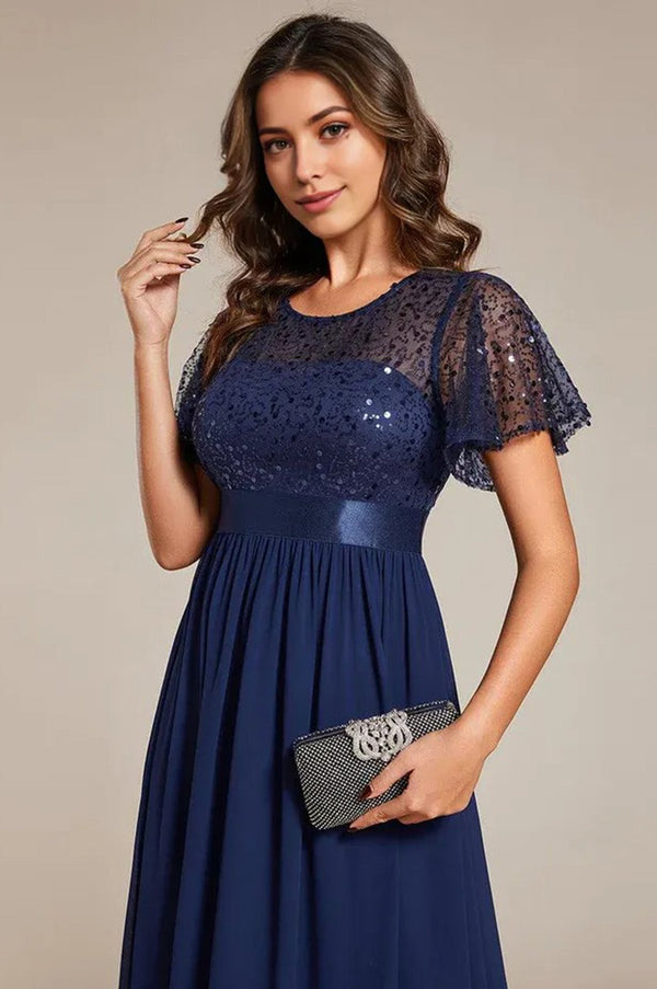 Evening gowns, women's court gowns and luxury sequined Maxi dresses Blue