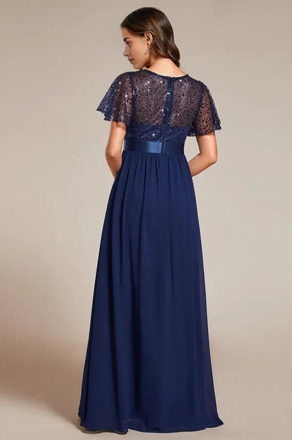 Evening gowns, women's court gowns and luxury sequined Maxi dresses Blue