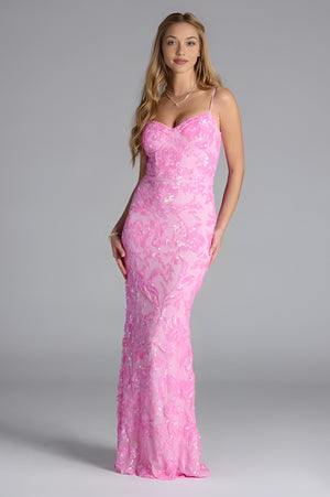 Mermaid Sequin Formal Dress Pink