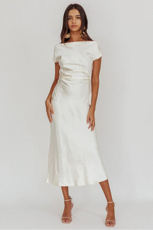 Faithful Nights Satin Midi Dress