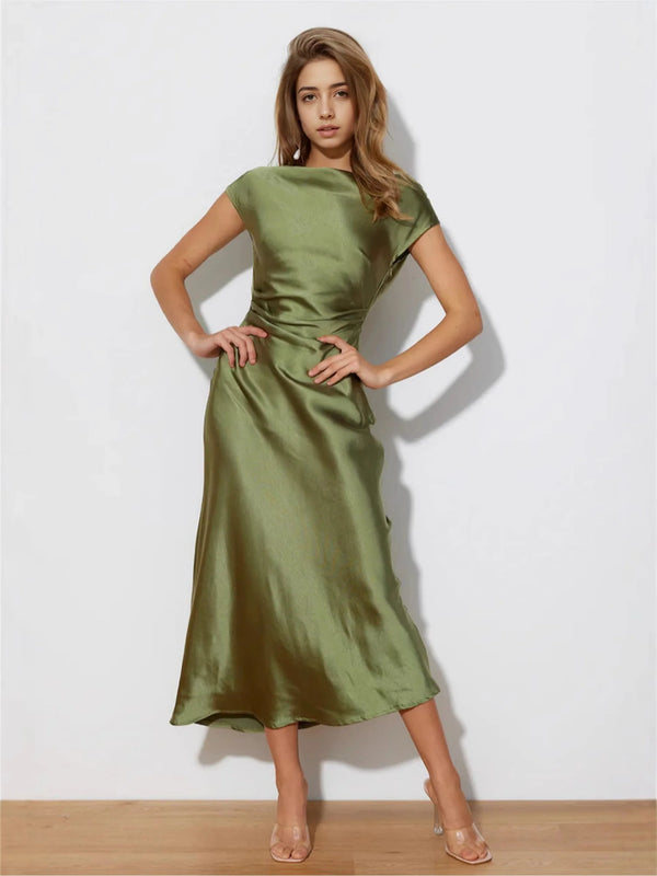 Faithful Nights Satin Midi Dress