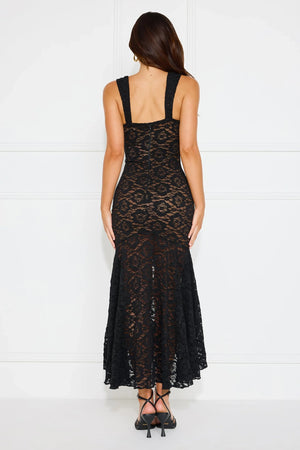 Hour Of Night Lace Midi Dress