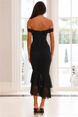 Tanisha Off Shoulder Mesh Midi Dress