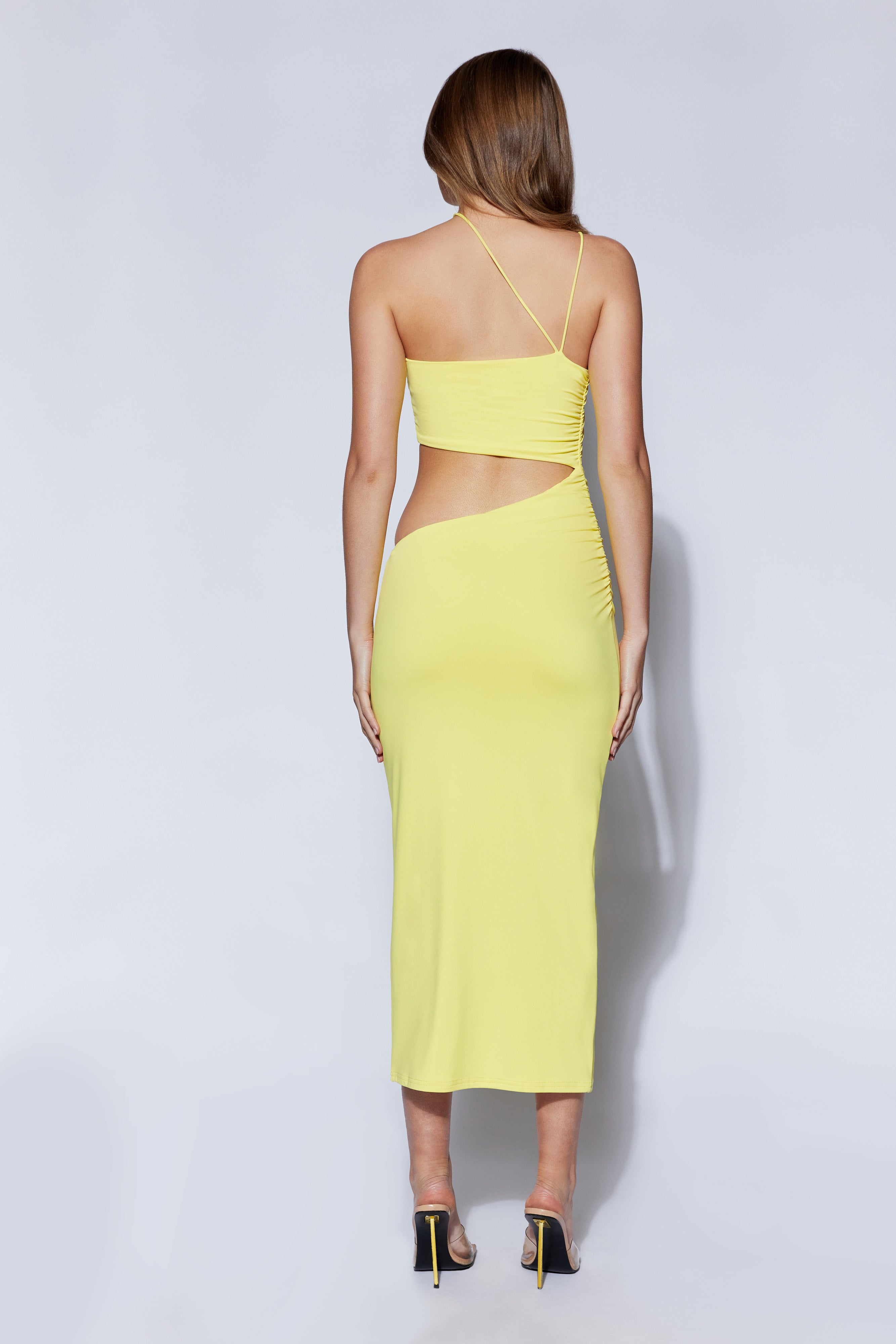 MESHKI Keira Side Cut Out Midi Dress - Yellow