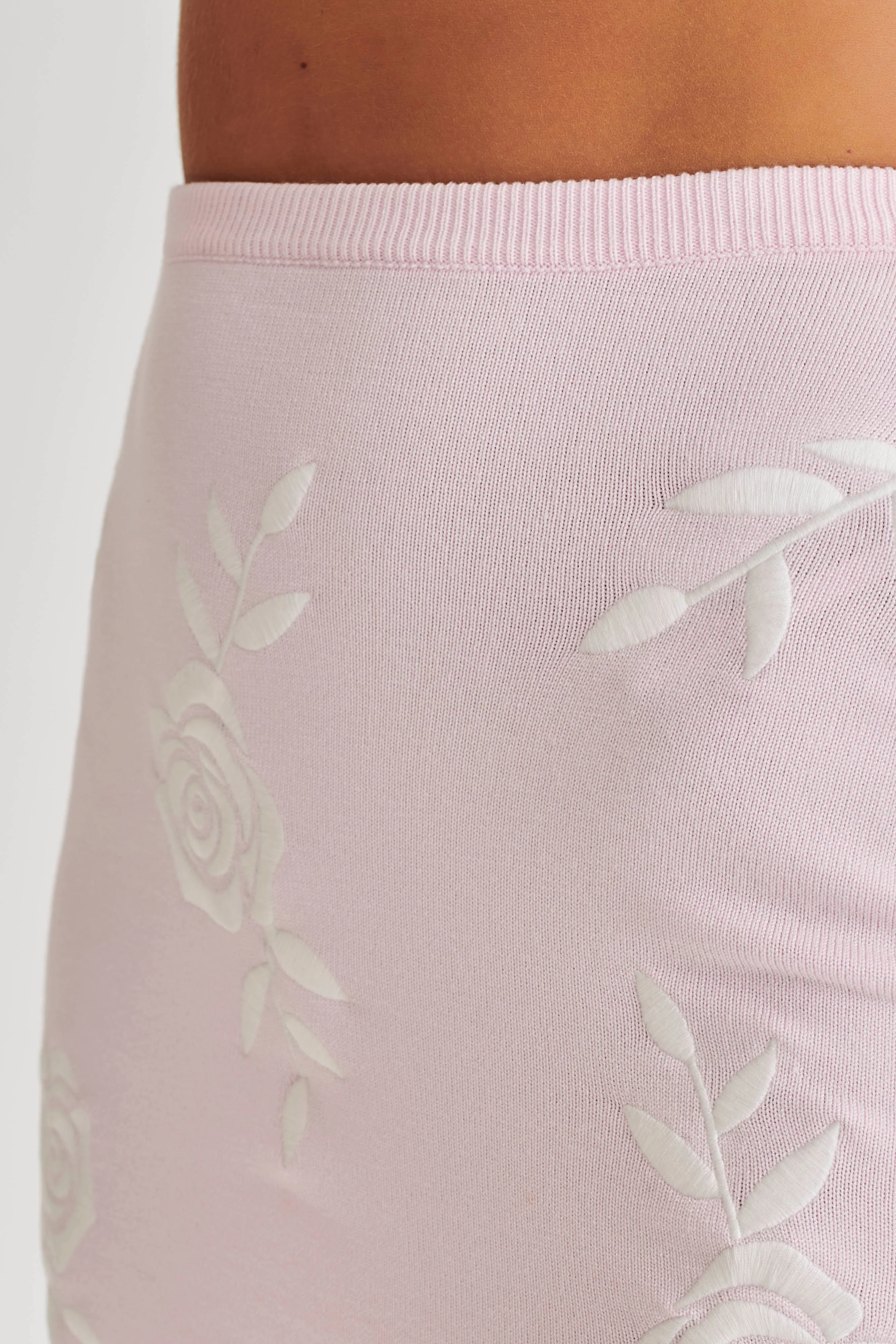 MESHKI Tallulah Rose Knit Mini Skirt - Fairy Floss Pink