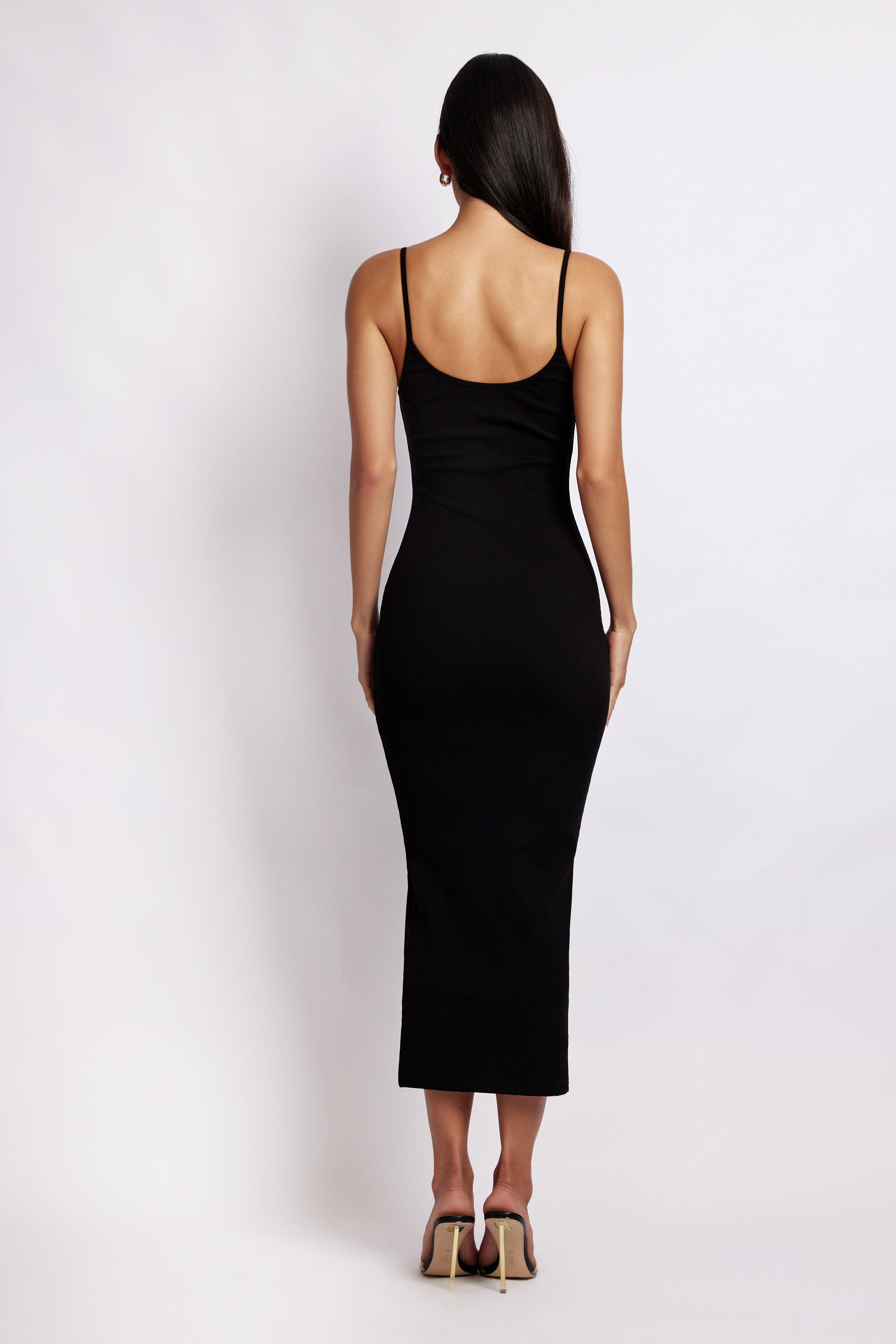MESHKI Alexis Ribbed Cami Midi Dress - Black