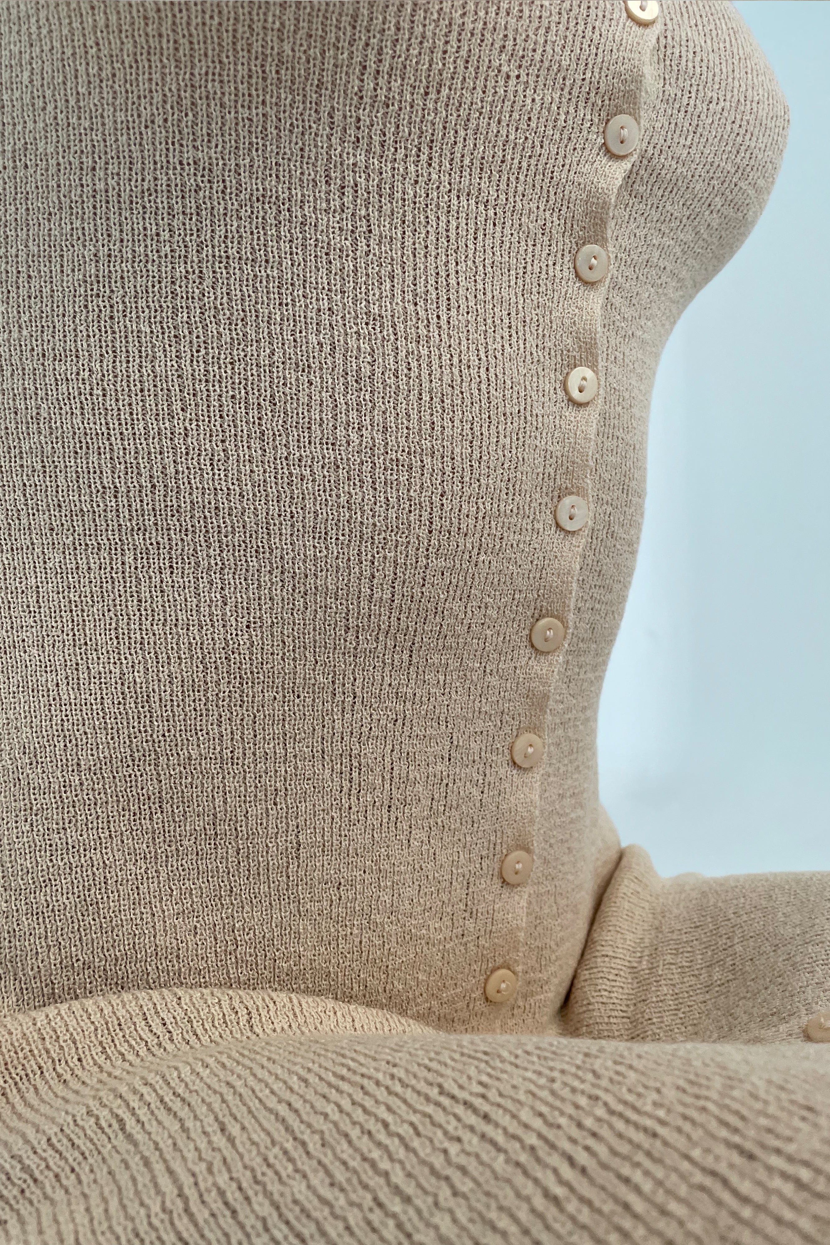 MESHKI Paula Buttoned Knit Mini Dress - Wheat