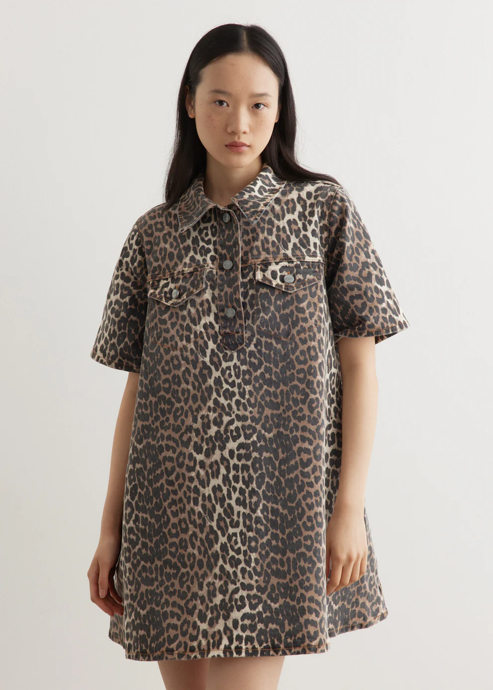 Print Denim Mini Dress