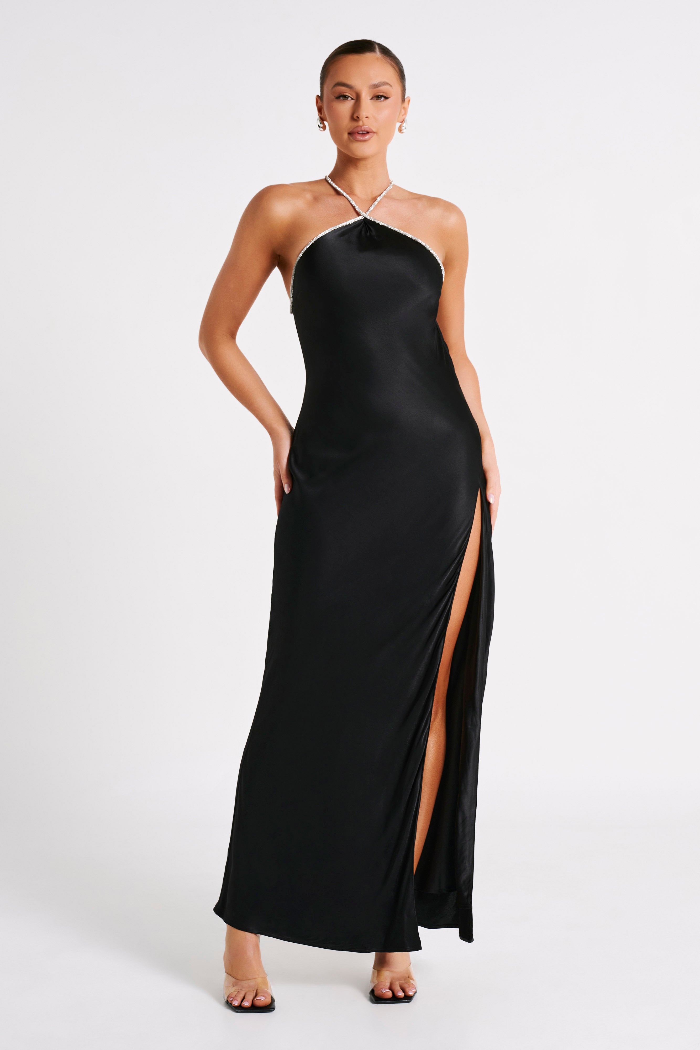 MESHKI Louise Diamante Rope Maxi Dress - Black