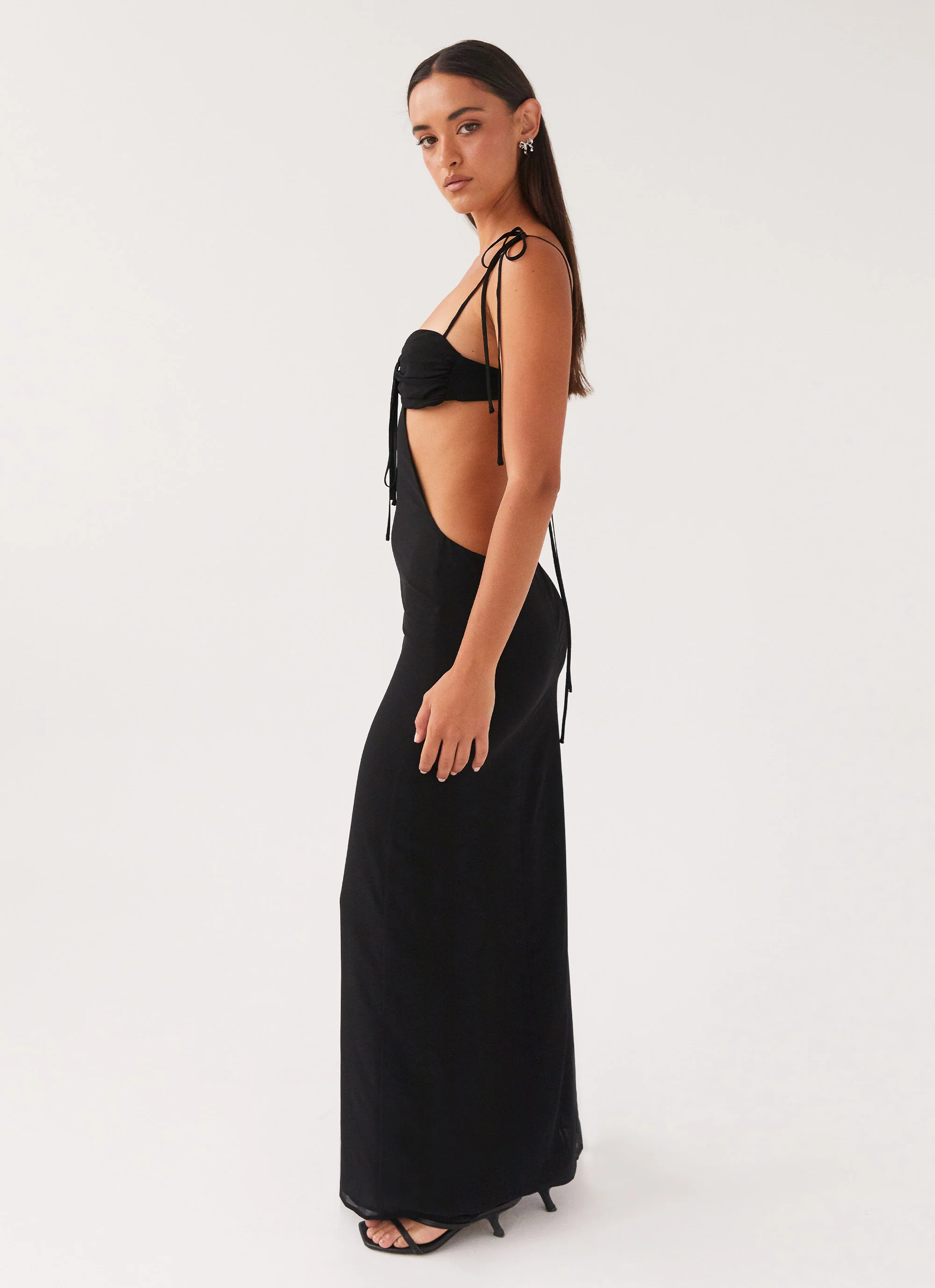 MESHKI Tyra Ruched Maxi Dress - Black